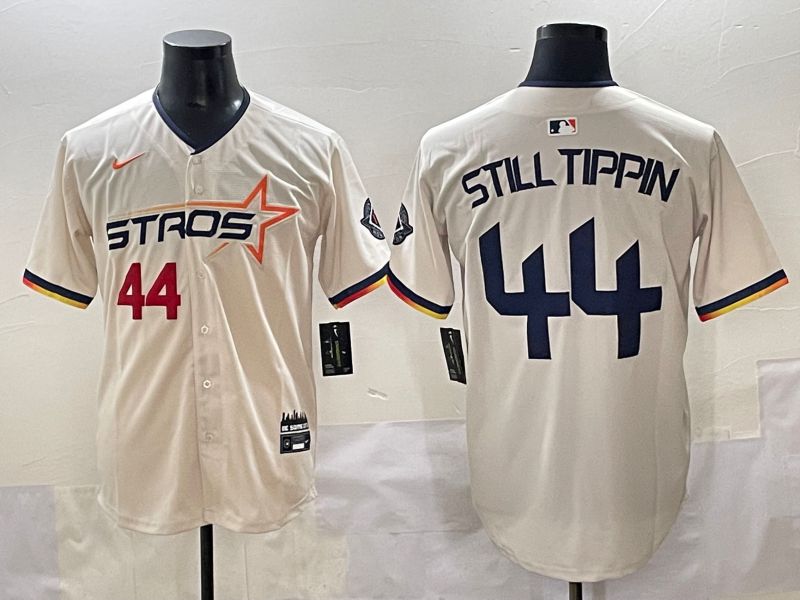 Men 2025 Houston Astros #44 Still Tippin Cream Three generations Joint Name Nike MLB Jersey style 10->houston astros->MLB Jersey